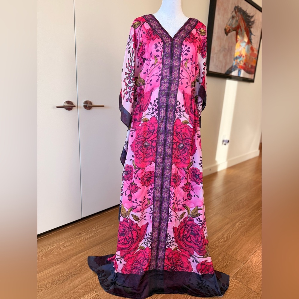 Vibrant Pink Floral Maxi Dress - Picture 3 of 13